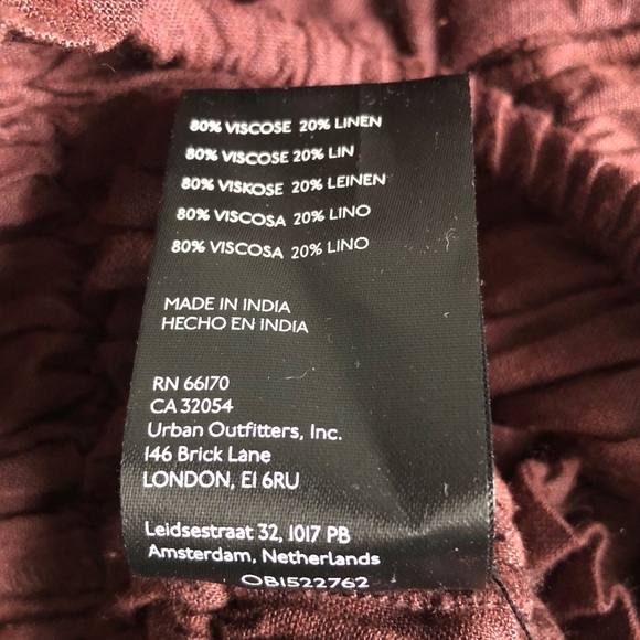 NWT Urban Outfitters Chelsea Linen Blend Smocked Ruched Crop Top Tank Brown - Picture 11 of 12